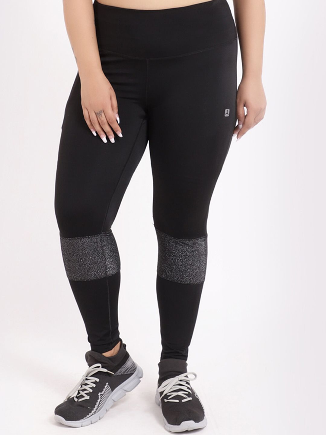 STUDIOACTIV Women Plus Size Black Training Tights Price in India