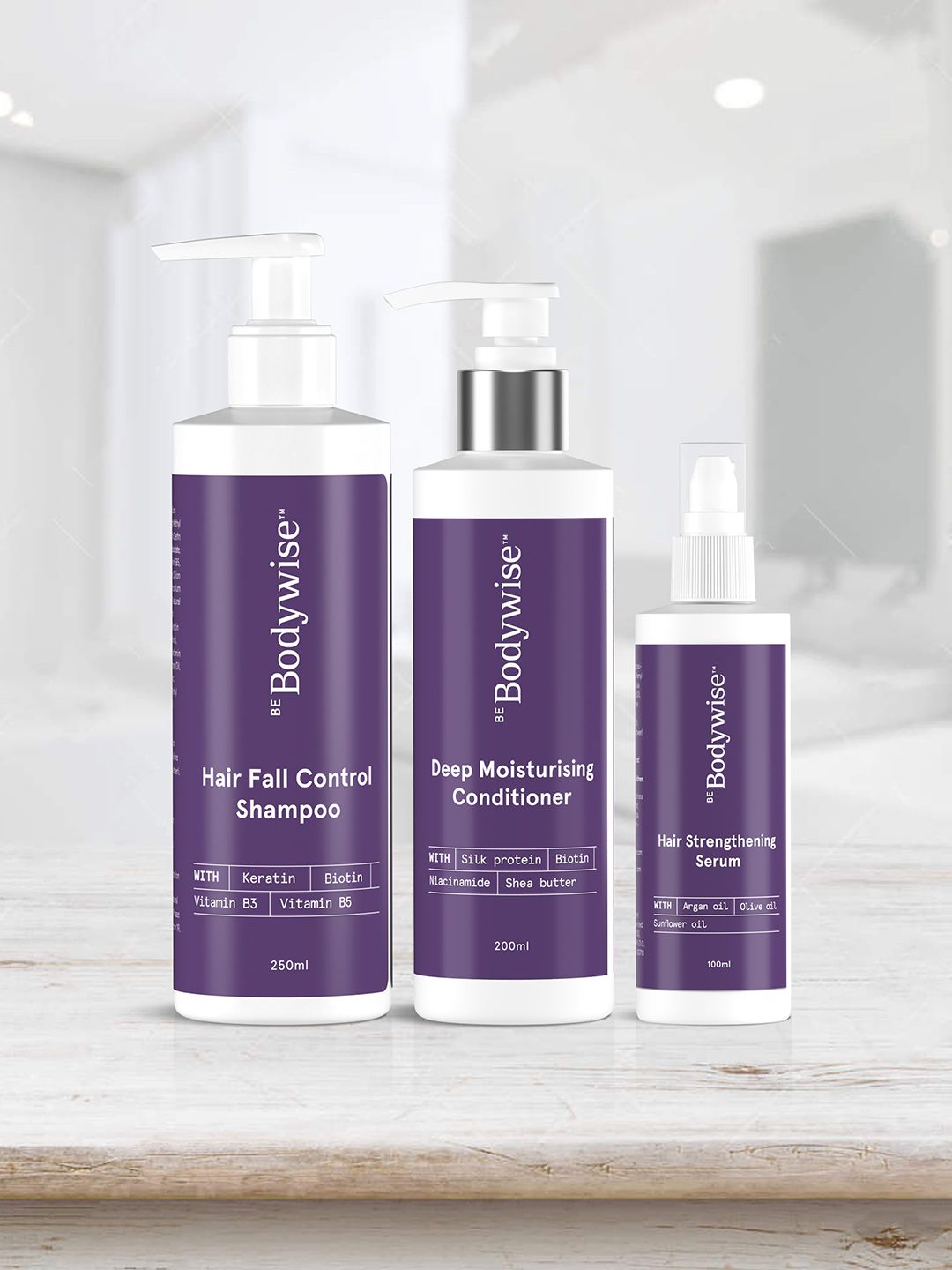 Be Bodywise Hair Care Necessities Kit - Keratin Shampoo, Conditioner, Hair Serum Price in India