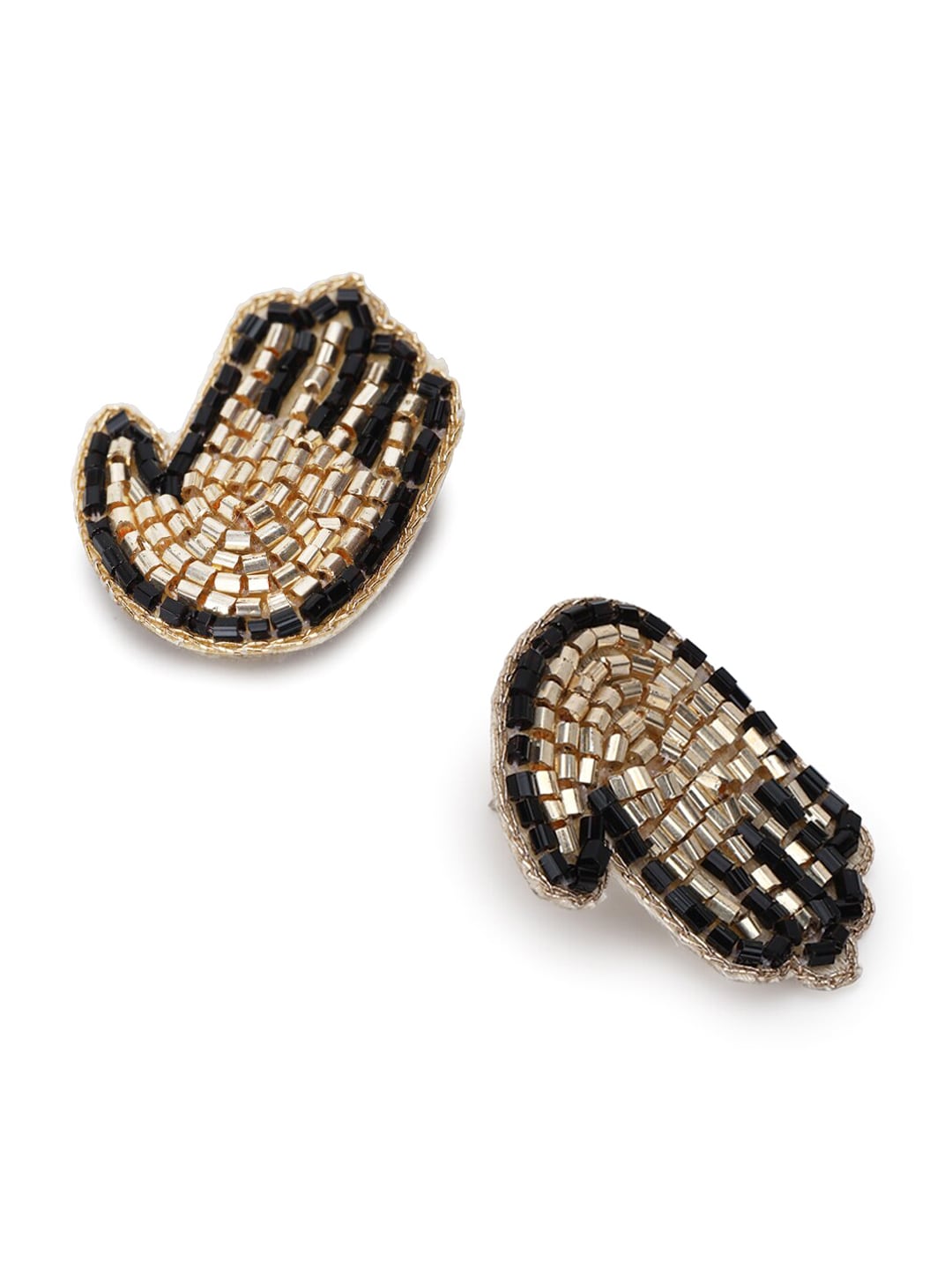 FOREVER 21 Gold-Toned & Black Contemporary Studs Earrings Price in India