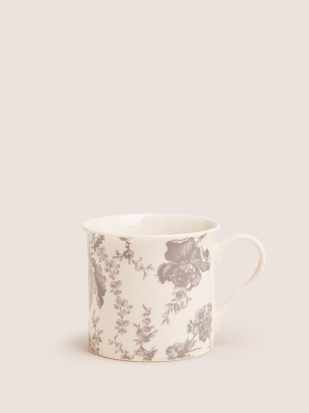 Marks & Spencer Grey & Cream-Coloured Printed Bone China Glossy Cup Price in India