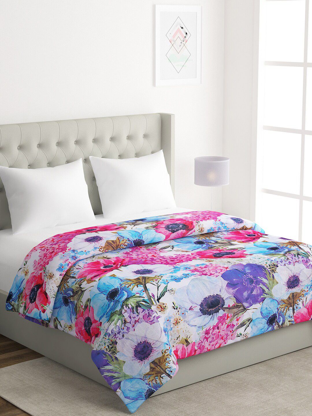 A Homes Grace Multicoloured 120 GSM Floral Microfiber AC Room Double Bed Comforter Price in India