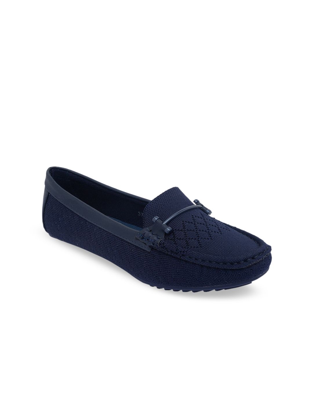 CERIZ Women Navy Blue Woven Design Loafers Price in India