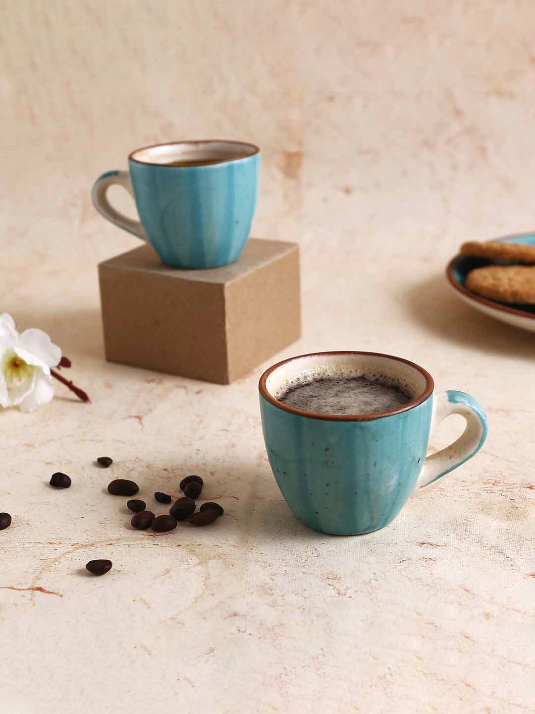 Wonderchef Teramo Set of 2 Blue Stoneware Matte Espresso Cups Price in India