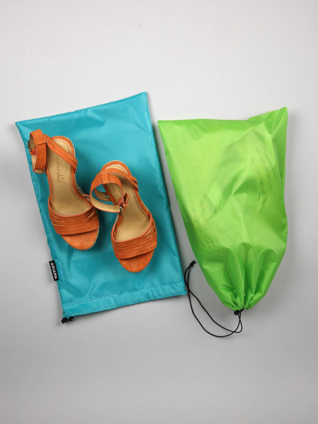 Ariana Teal Green & Light Green Set Of 2 Solid Shoe Organisers Price in India