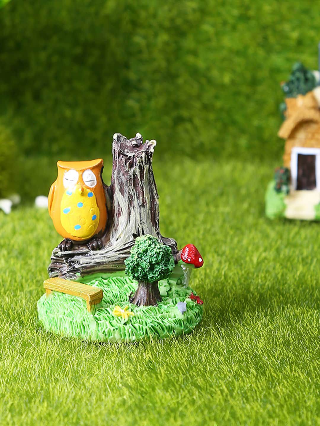 TAYHAA Green & Brown Owls Under a Tree Garden Accessory Price in India