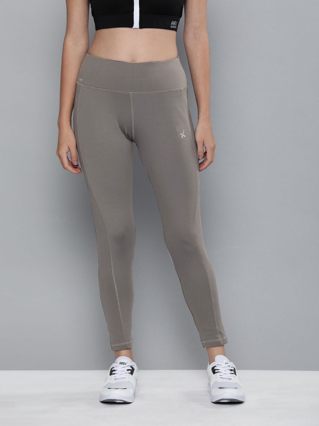 HRX by Hrithik Roshan Women Grey Solid Rapid-Dry Training Tights Price in India