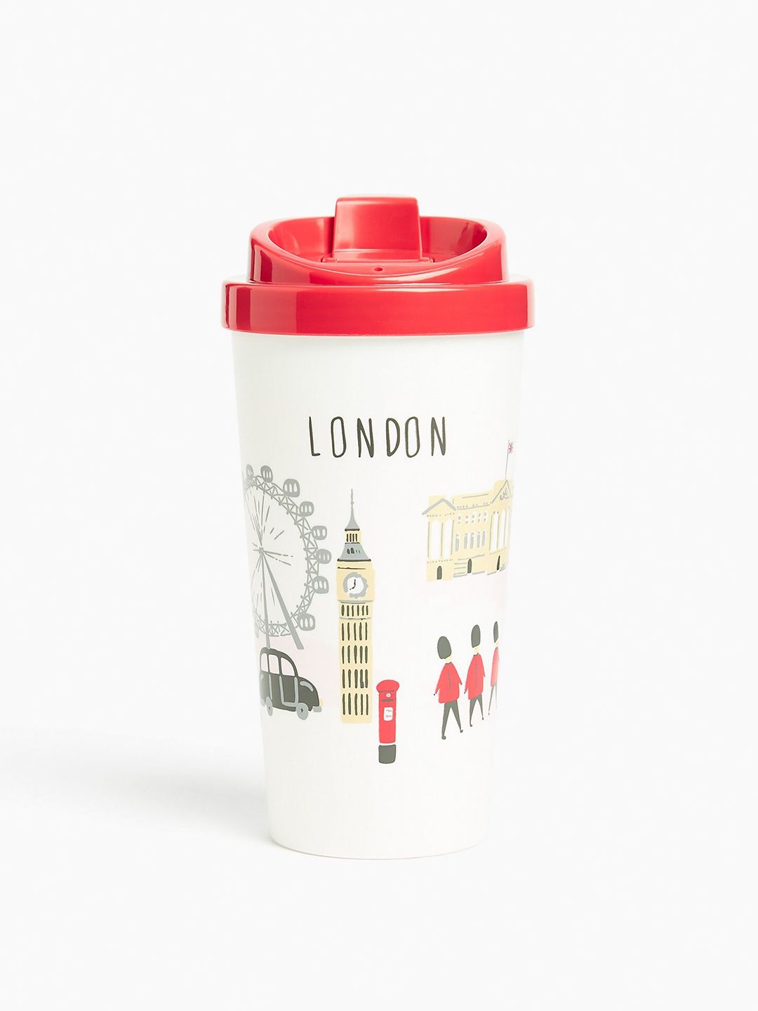 Marks & Spencer White & Red 1 Printed Plastic Glossy Mugs With Lid Price in India
