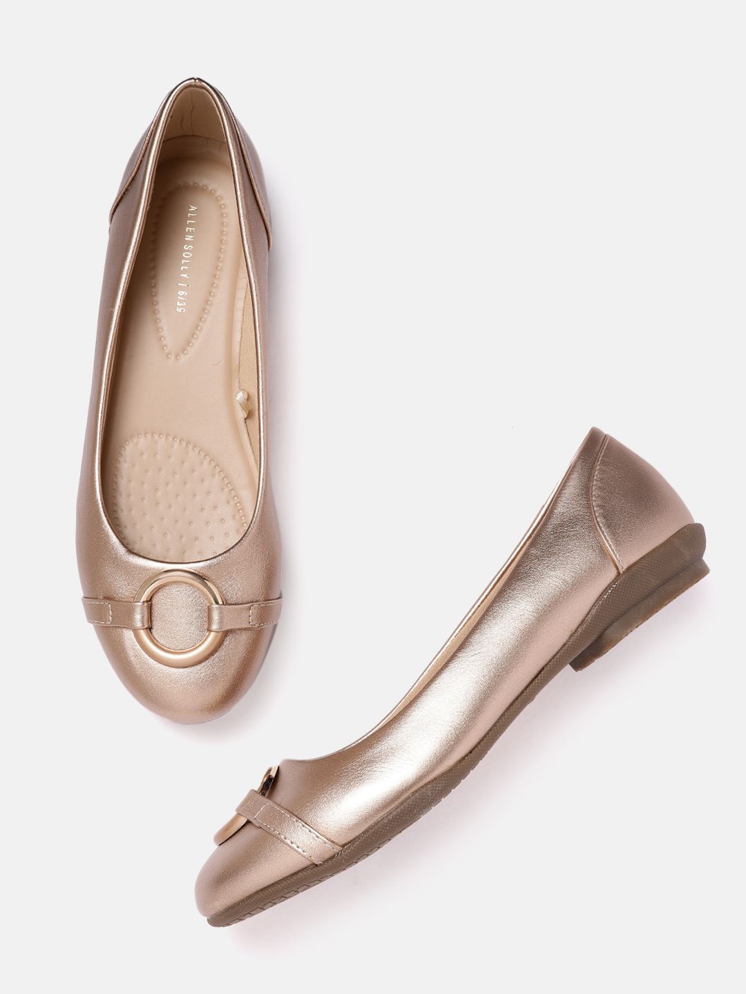 Allen Solly Women Rose Gold-Toned Solid Ballerinas