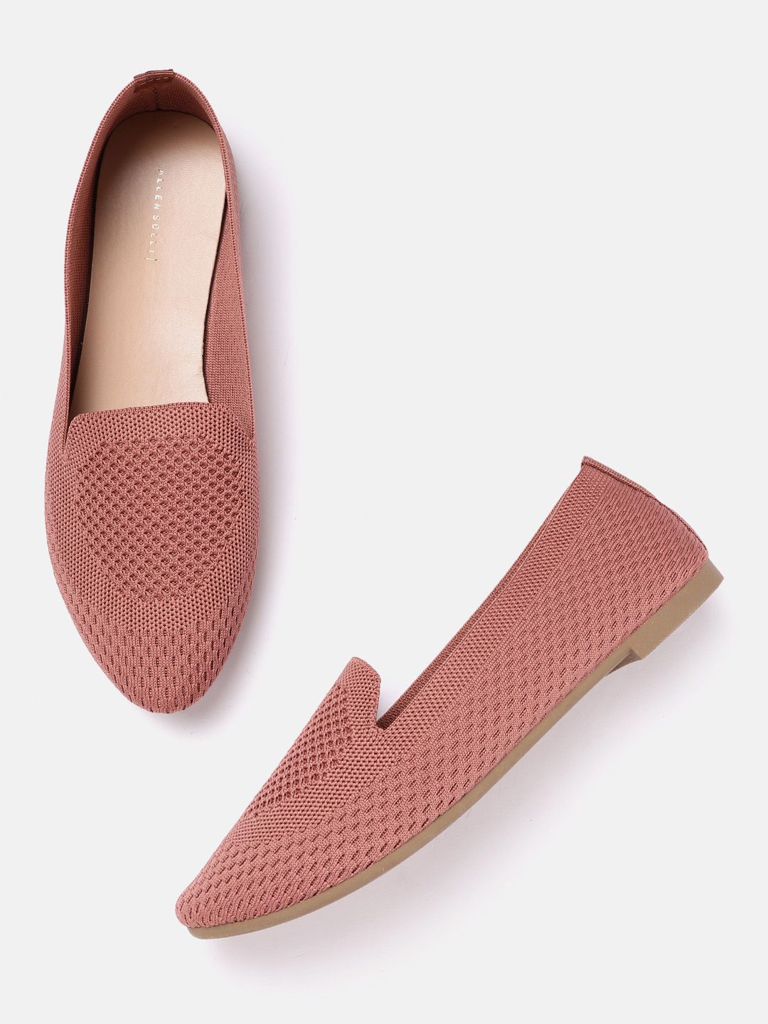 Allen Solly Women Dusty Pink Woven Design Slip-Ons Price in India