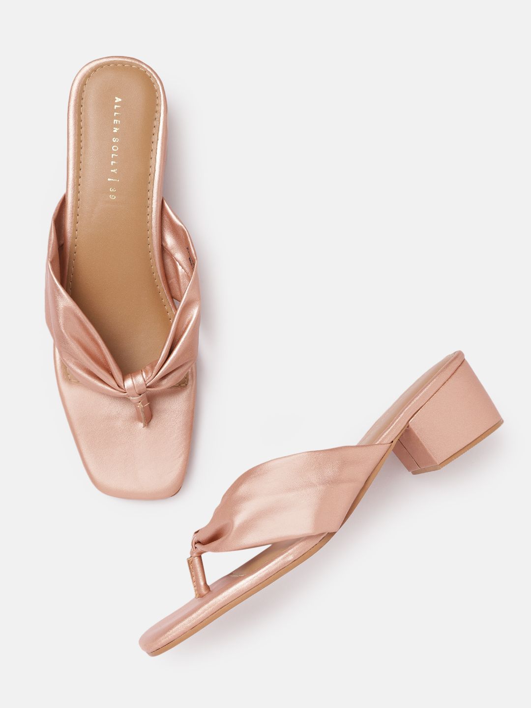 Allen Solly Rose Gold-Toned Knot Detail Block Heels Price in India