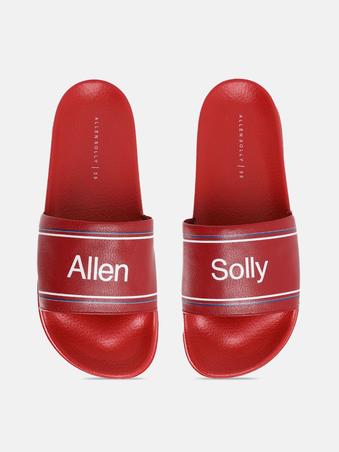 Allen Solly Women Red & White Brand Logo Printed Sliders Price in India