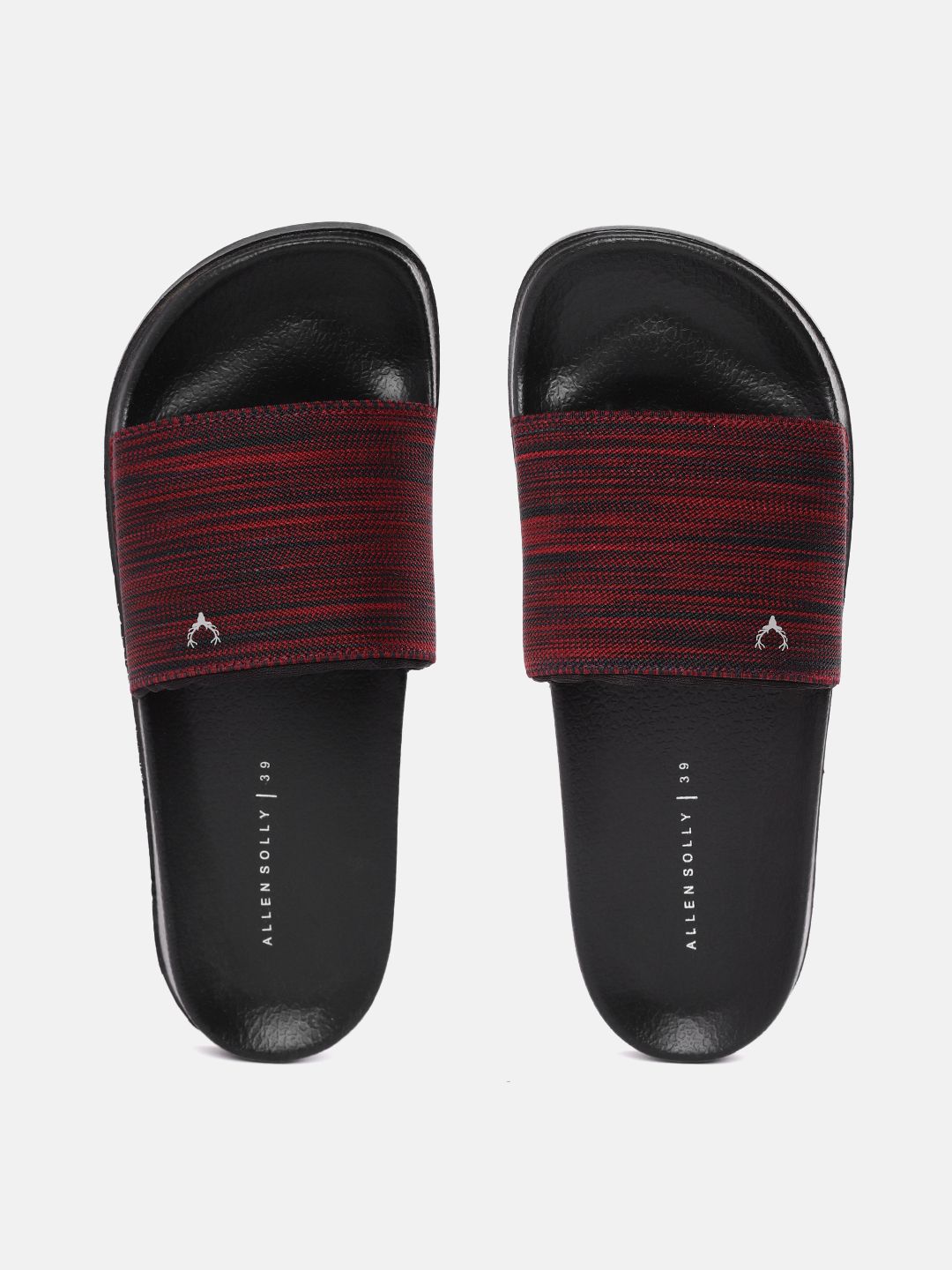 Allen Solly Women Maroon & Navy Blue Striped Sliders Price in India