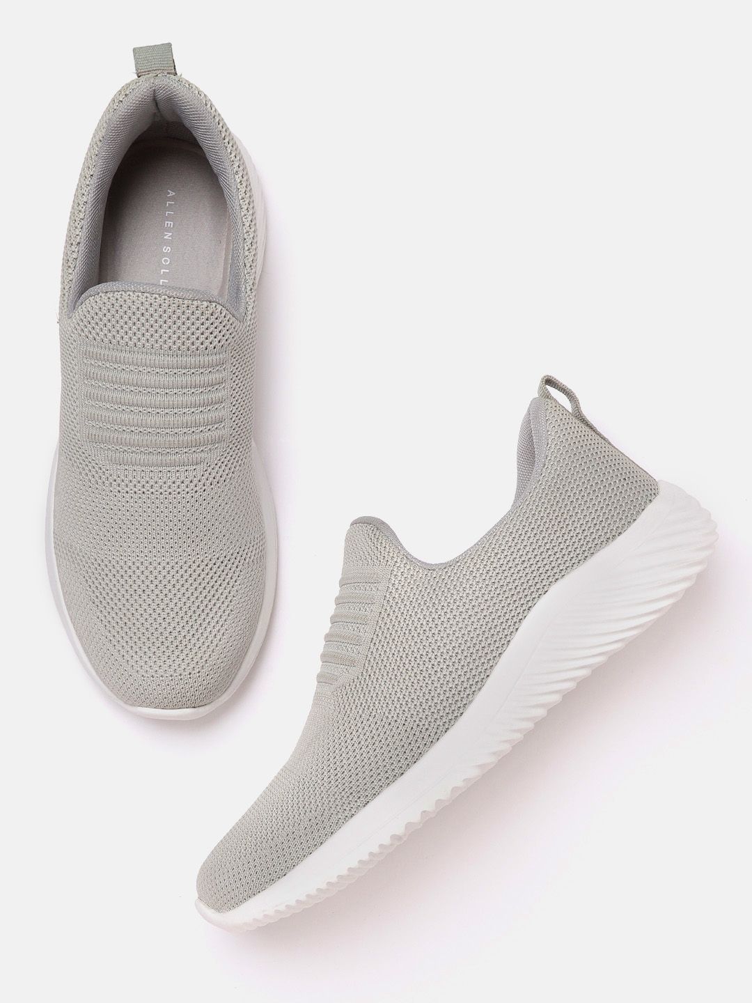 Allen Solly Women Grey Woven Design Slip-On Sneakers Price in India