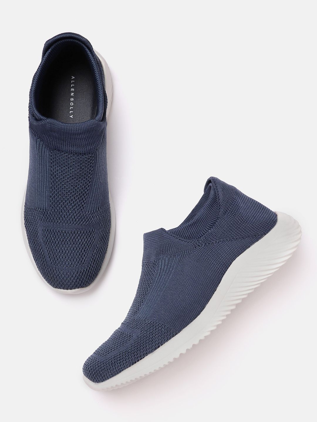 Allen Solly Women Blue Woven Design Slip-On Sneakers Price in India