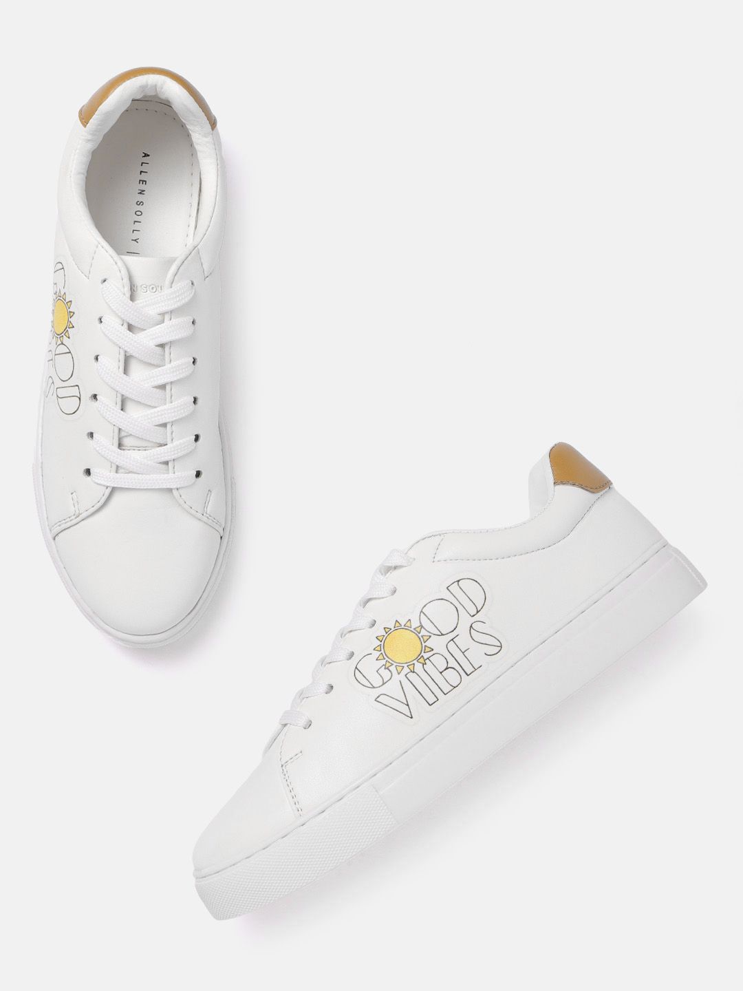 Allen Solly Women White Solid Sneakers with Printed Detail Price in India
