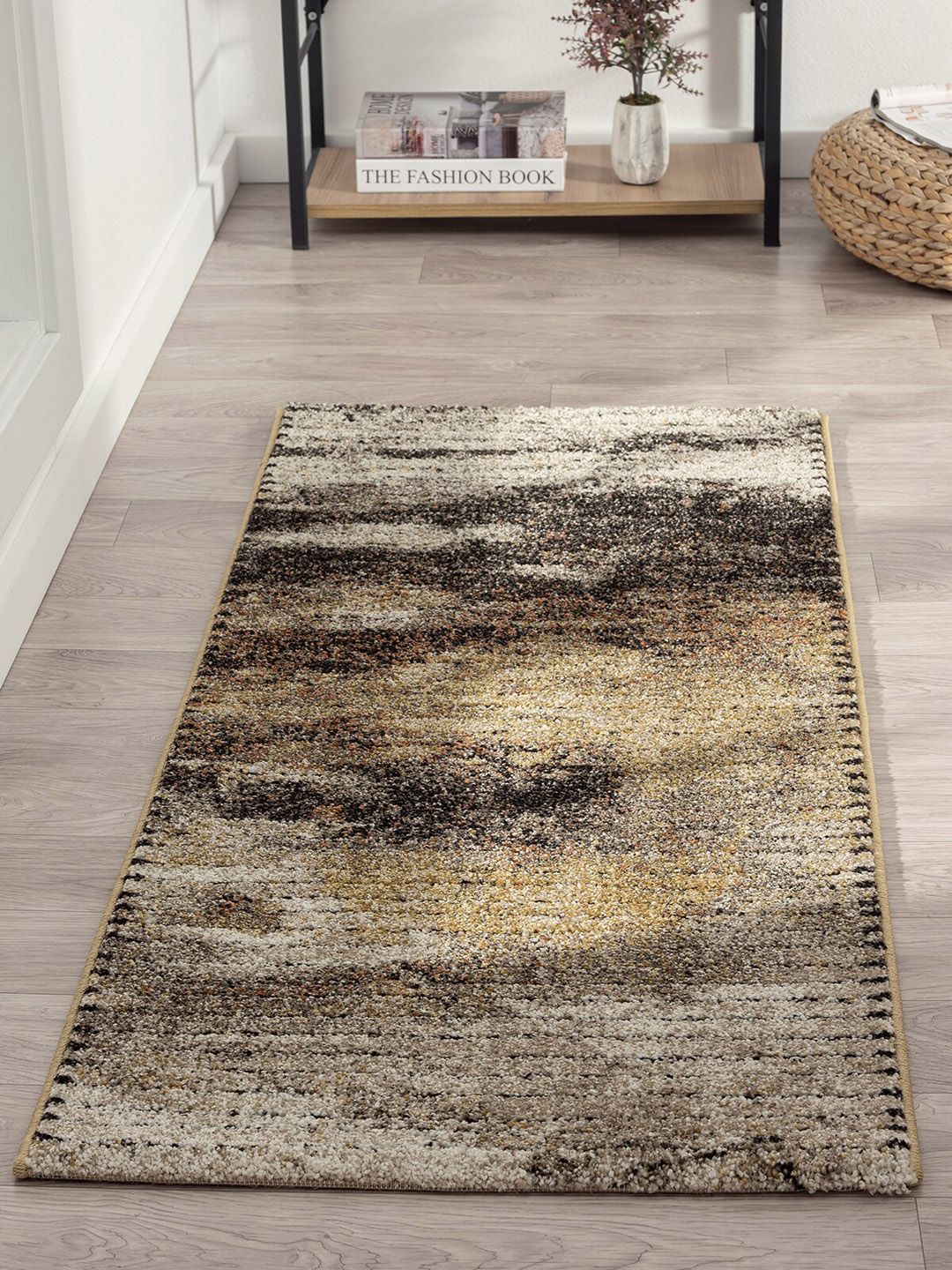OBSESSIONS Beige Abstract Antistatic Floor Runners Price in India