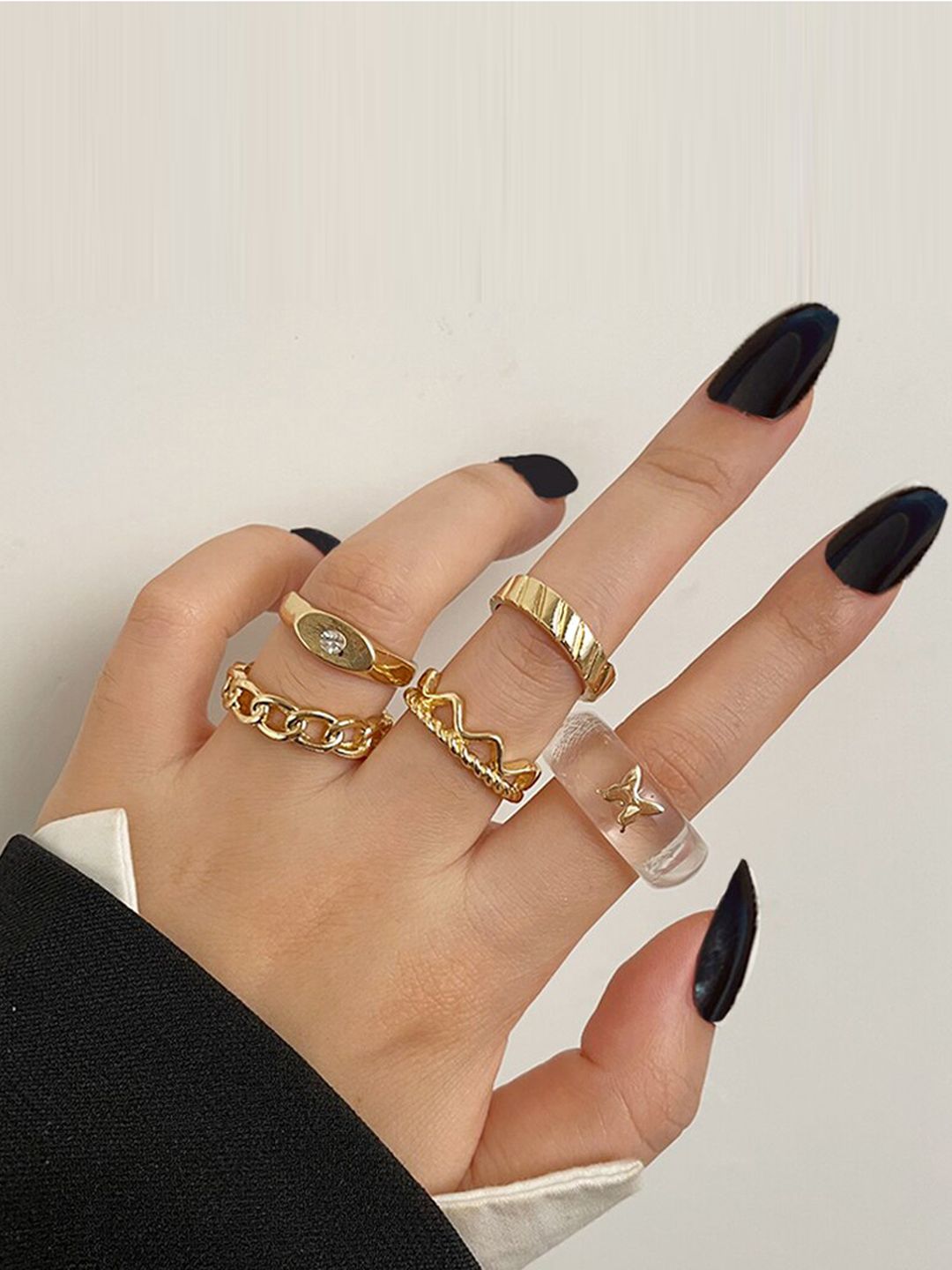 Jewels Galaxy Set Of 5 Gold-Plated  Finger Ring Price in India