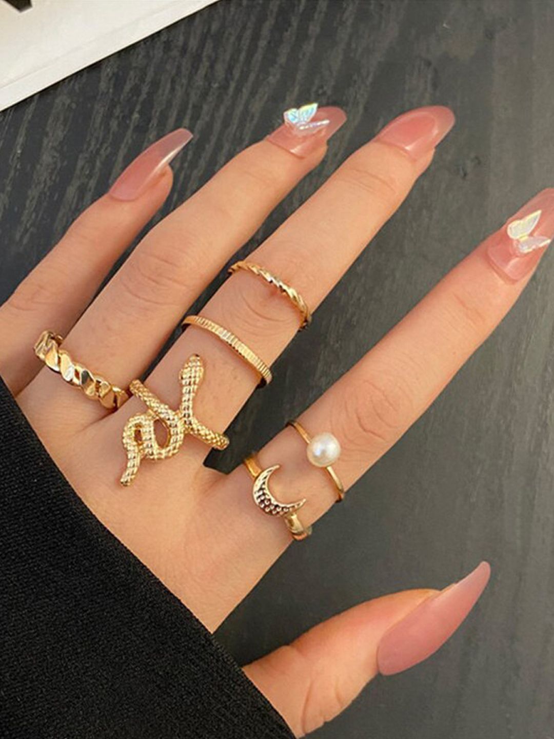 Jewels Galaxy Set Of 6 Gold-Plated Finger Ring Price in India