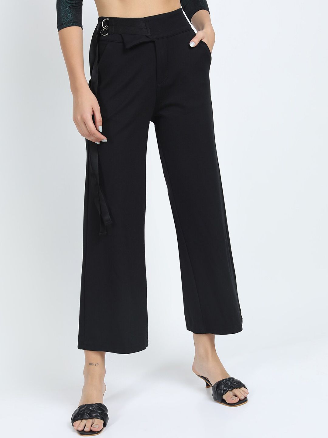 Tokyo Talkies Women Black Flared Culottes Trousers Price in India