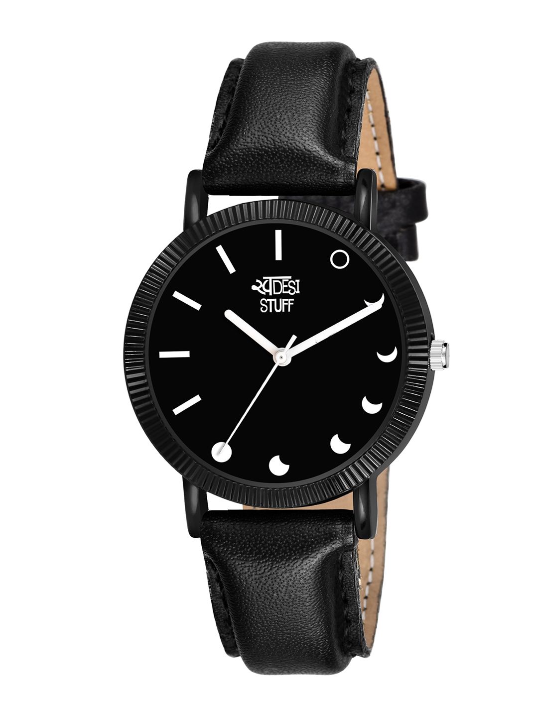 SWADESI STUFF Women Black Dial & Black Leather Straps Analogue Watch Price in India