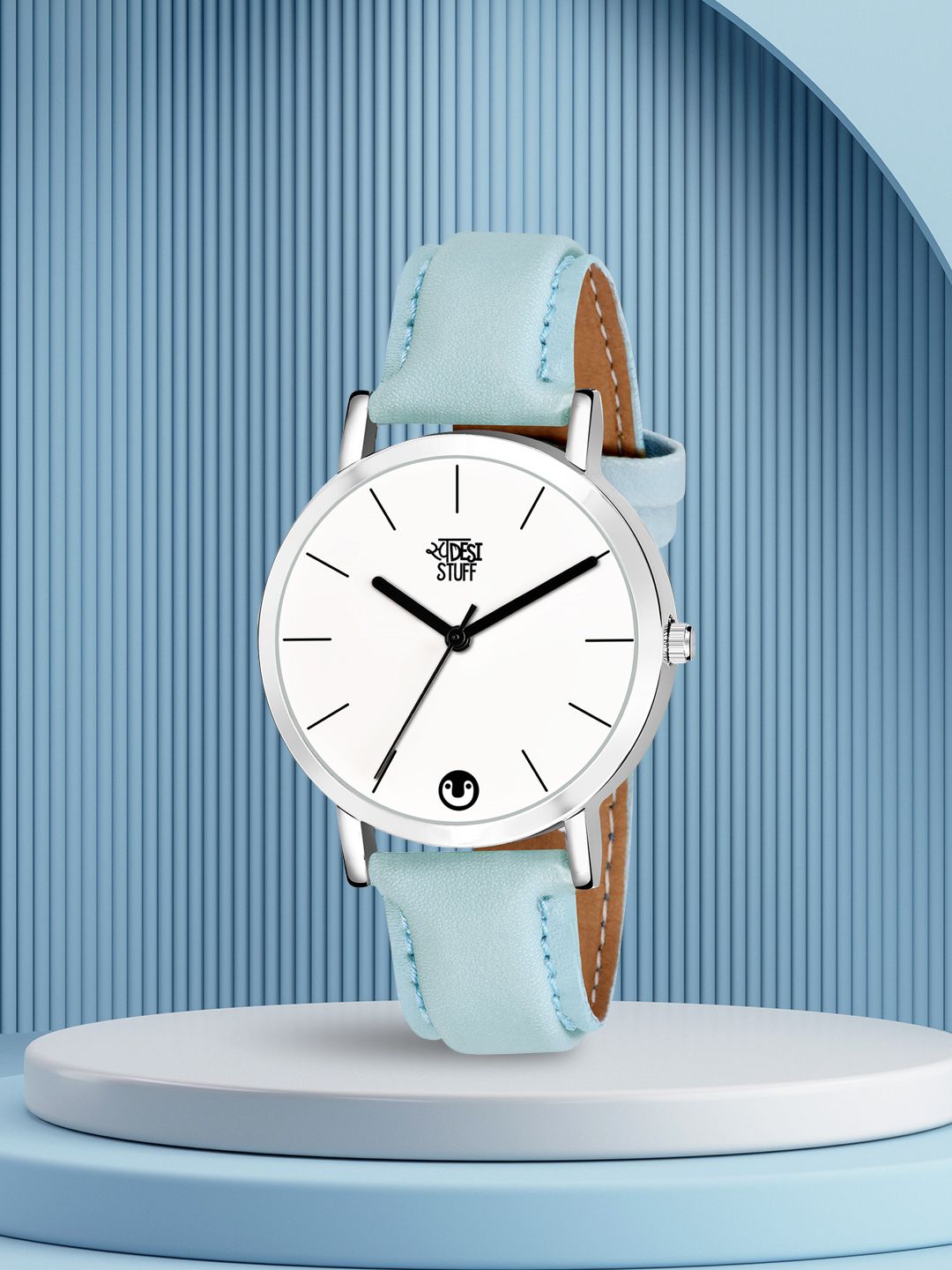 SWADESI STUFF Women White Dial & Blue Leather Straps Analogue Watch Price in India