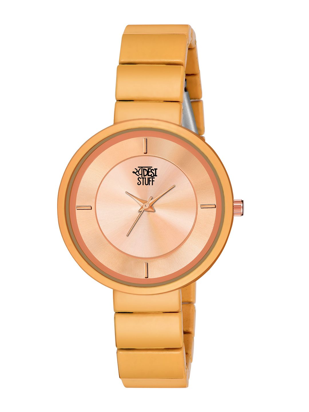 SWADESI STUFF Women Rose Gold-Toned Dial & Gold Toned Bracelet Style Straps Analogue Watch Price in India