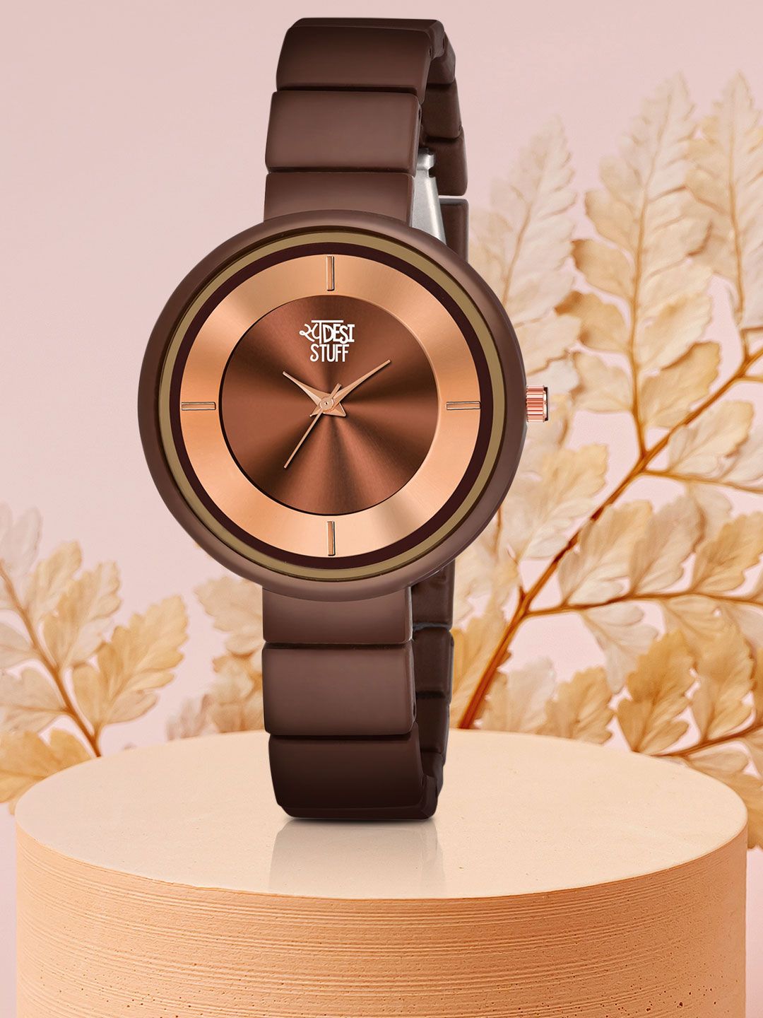 SWADESI STUFF Women Brown Dial & Brown Bracelet Style Straps Analogue Watch Price in India