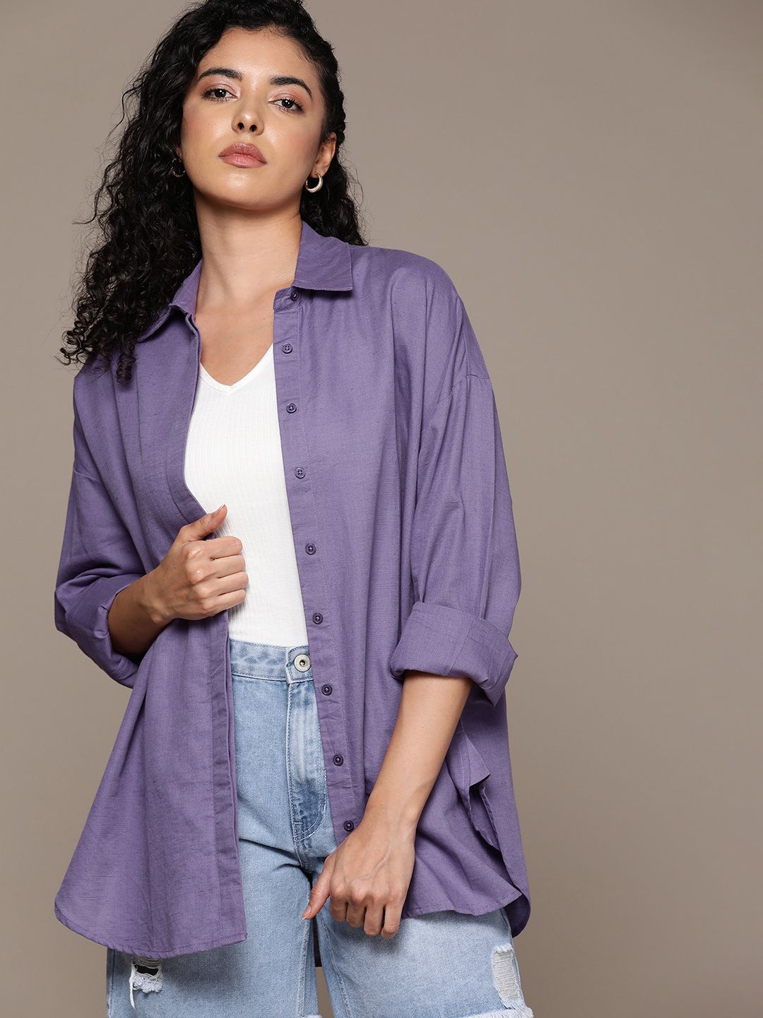 Buy The Roadster Lifestyle Co. Cotton Linen Oversized Shirt