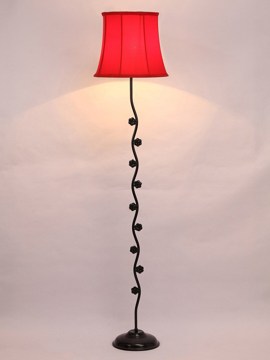 Devansh Red & Black Floral Design Traditional Floor Lamp Price in India