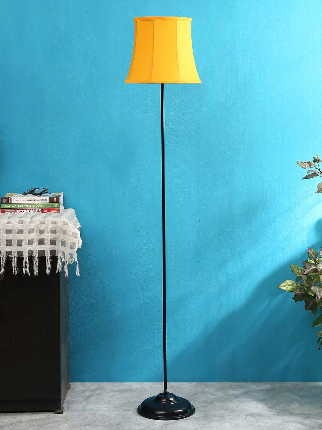 Devansh Mustard Yellow & Black Traditional Floor Lamp Price in India