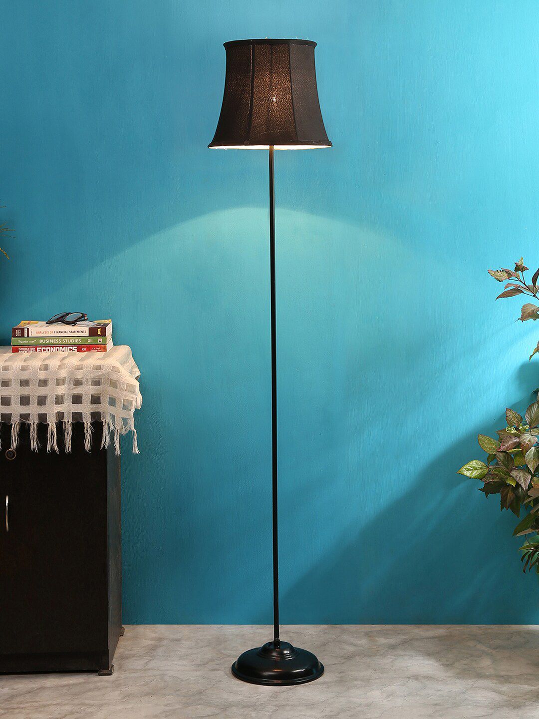 Devansh Black Cotton Shade Iron Floor Lamp Price in India