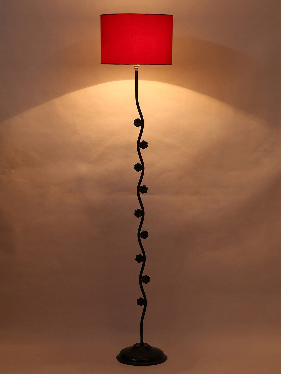 Devansh Red Hard Back Cotton Designer Tikli Iron Floor Standing Lamp Price in India