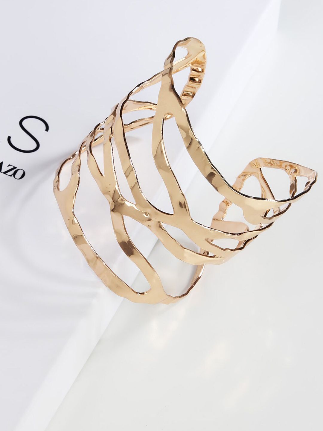 Kazo Women Abstract Gold-Plated Cuff Bracelet Price in India