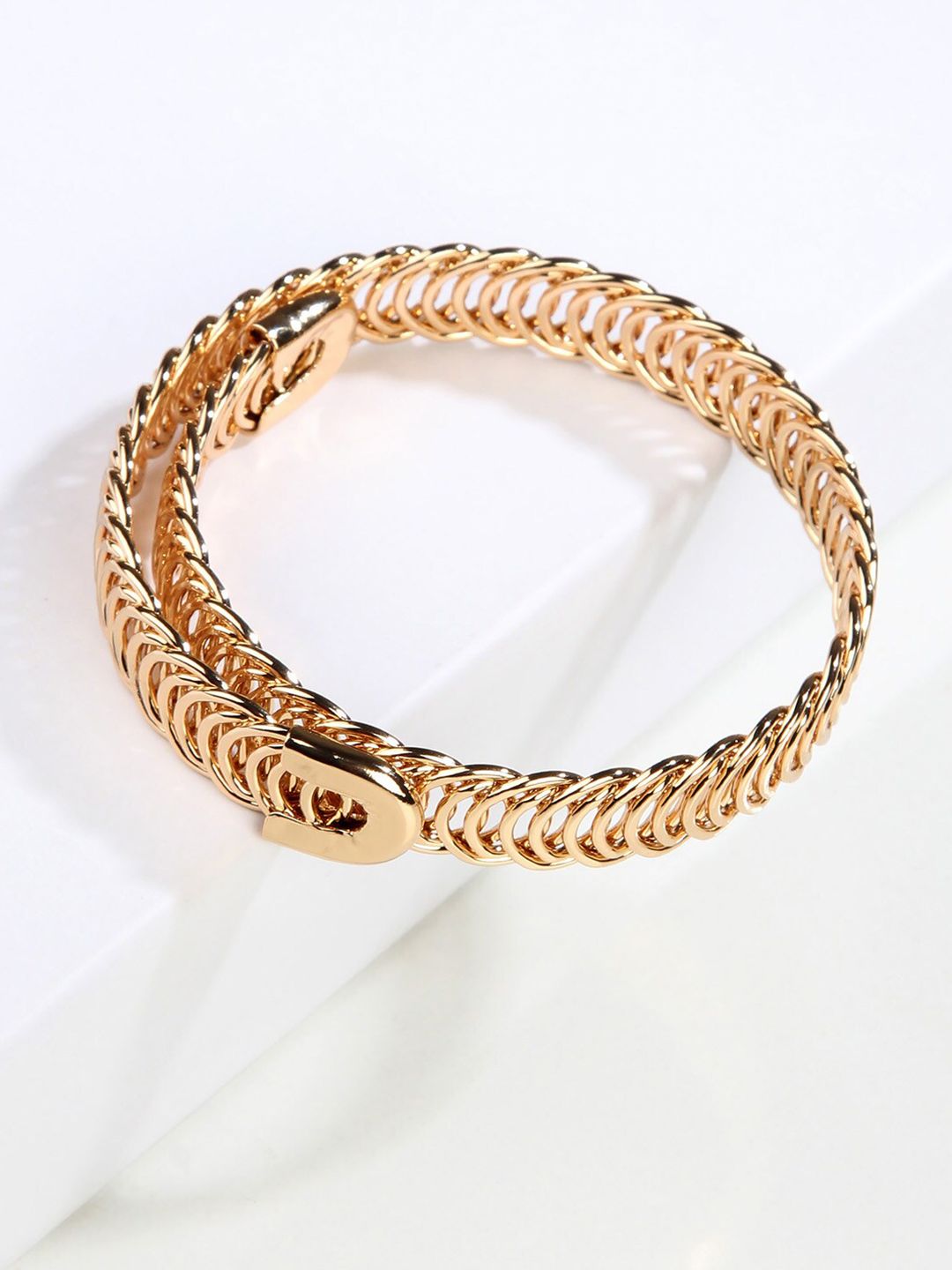 Kazo Women Gold-Plated Belt Buckle Cuff Bracelet Price in India