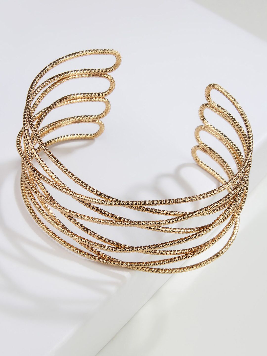 Kazo Women Gold-Plated Broad Metallic Cuff Bracelet Price in India