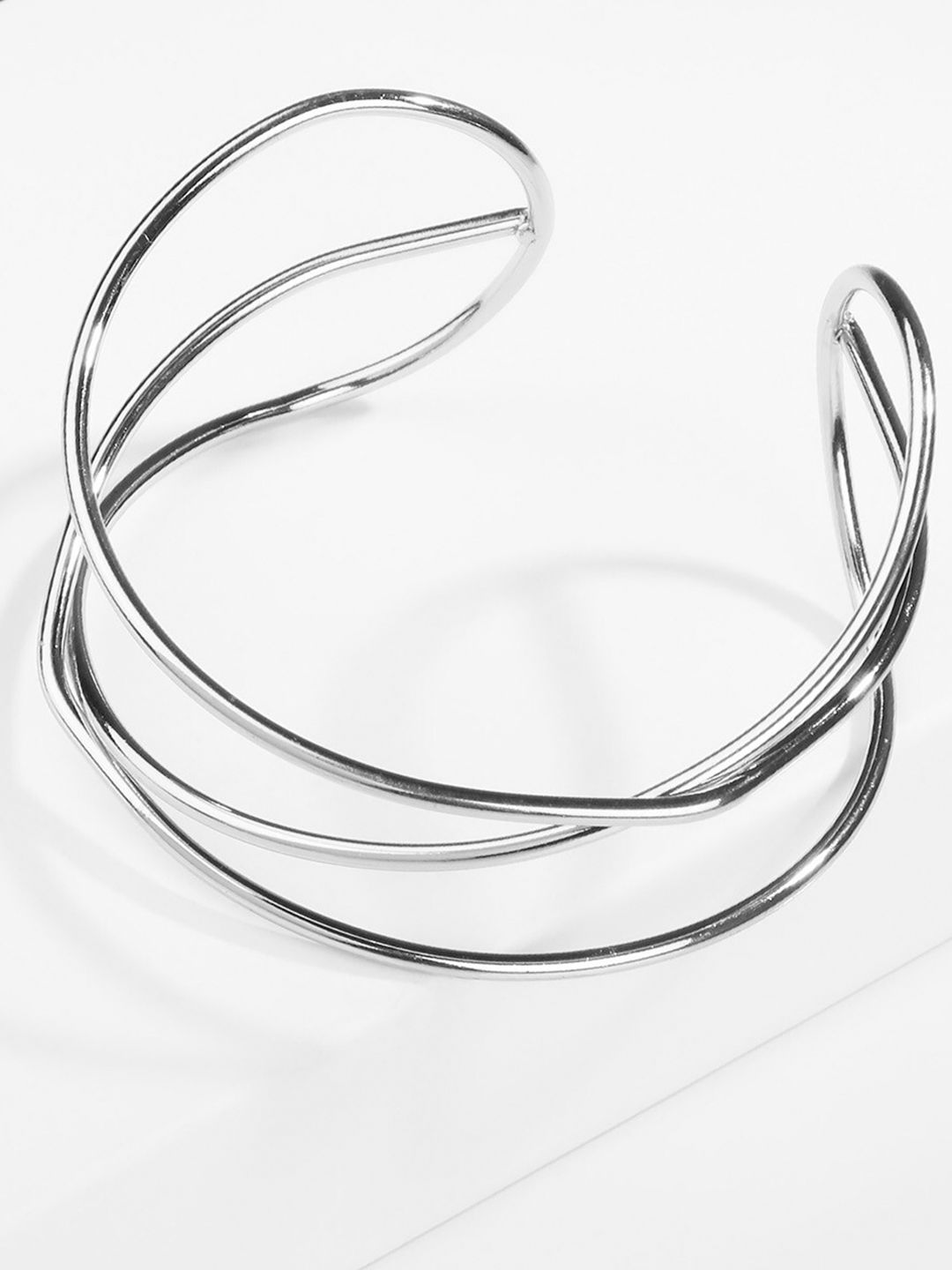 Kazo Women Silver-Plated Overlap Bangle Cuff Bracelet Price in India