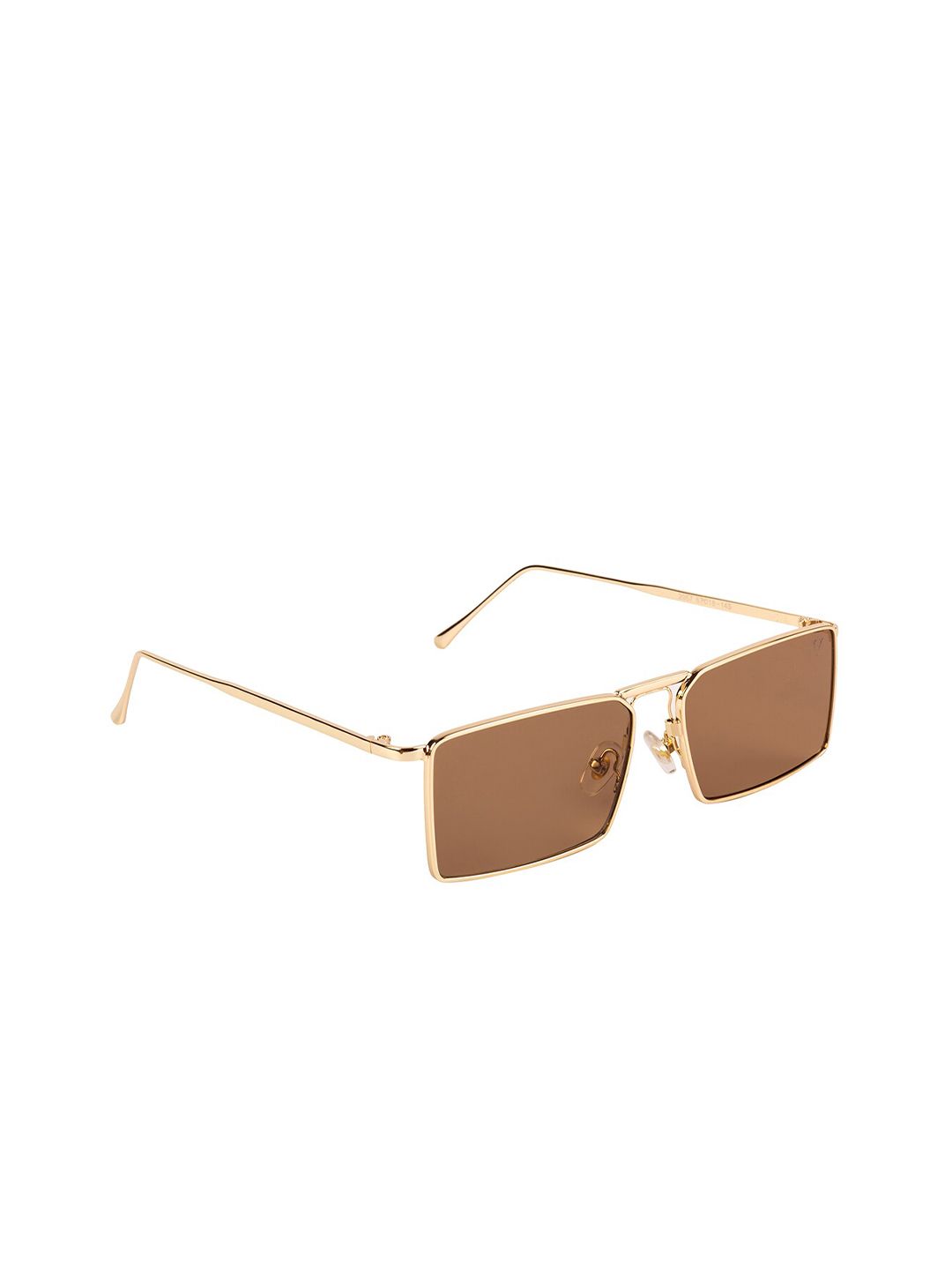 Voyage Unisex Brown Lens & Gold-Toned Rectangle Sunglasses with UV Protected Lens Price in India