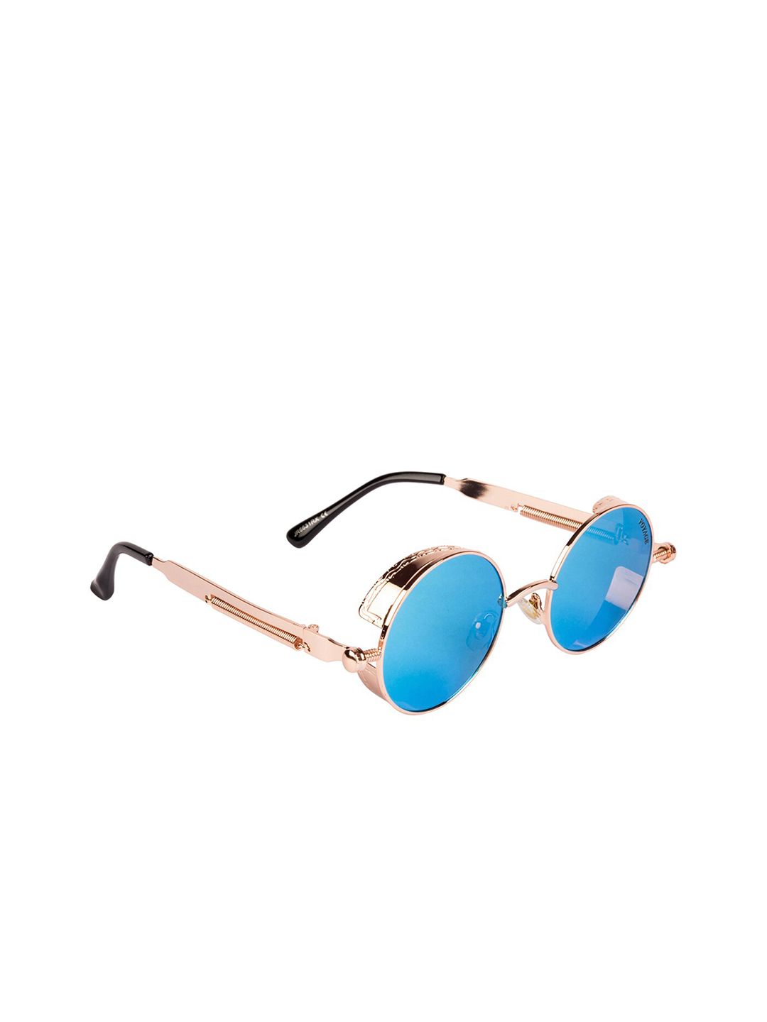 Voyage Unisex Blue Lens & Rose Gold-Toned Round Sunglasses with UV Protected Lens Price in India