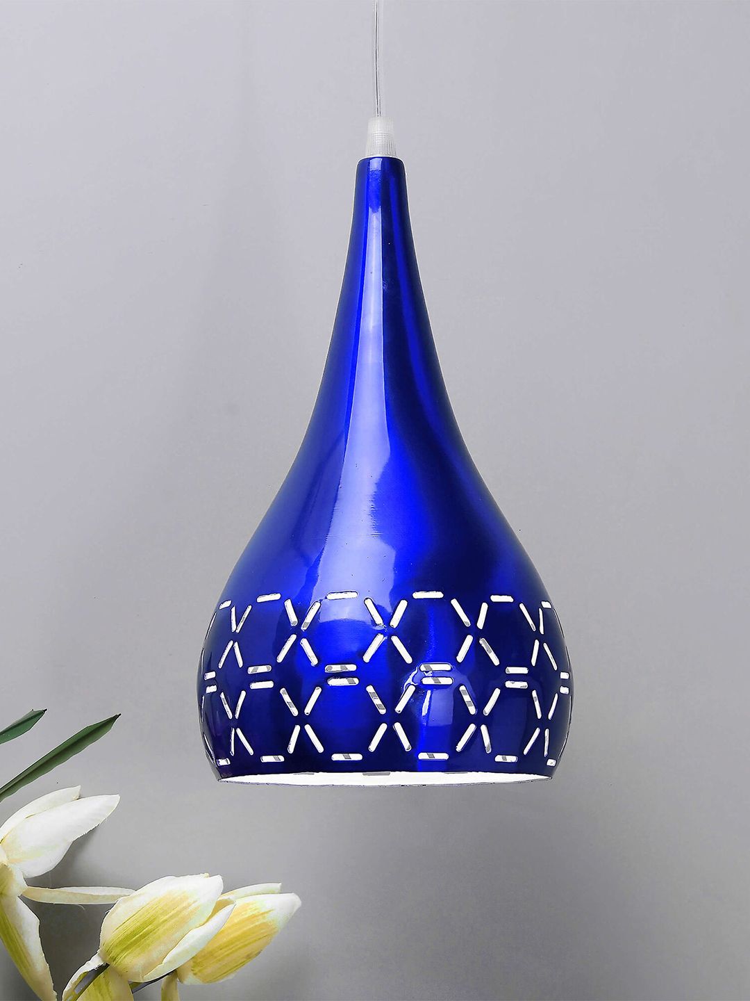 Homesake Blue Glossy Spinning Cross-Cut Hanging Pendant Lamp Price in India