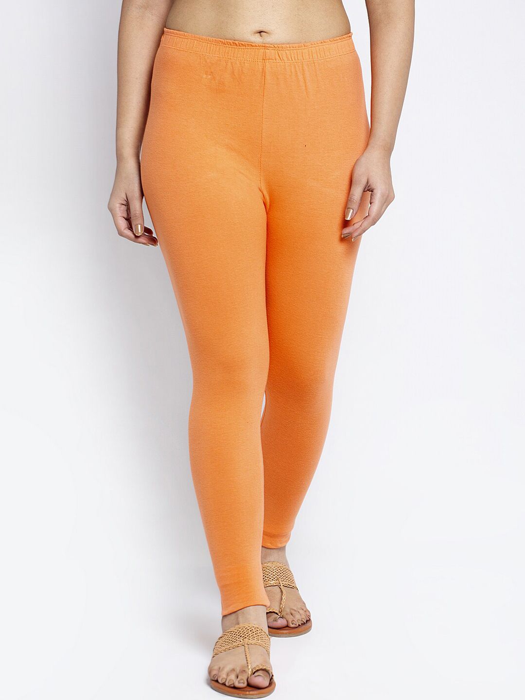 Jinfo Women Orange Solid Legging Price in India
