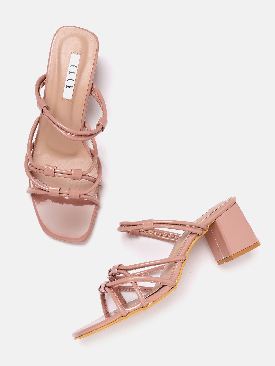 ELLE Dusty Rose Pink Solid Block Heels Price in India