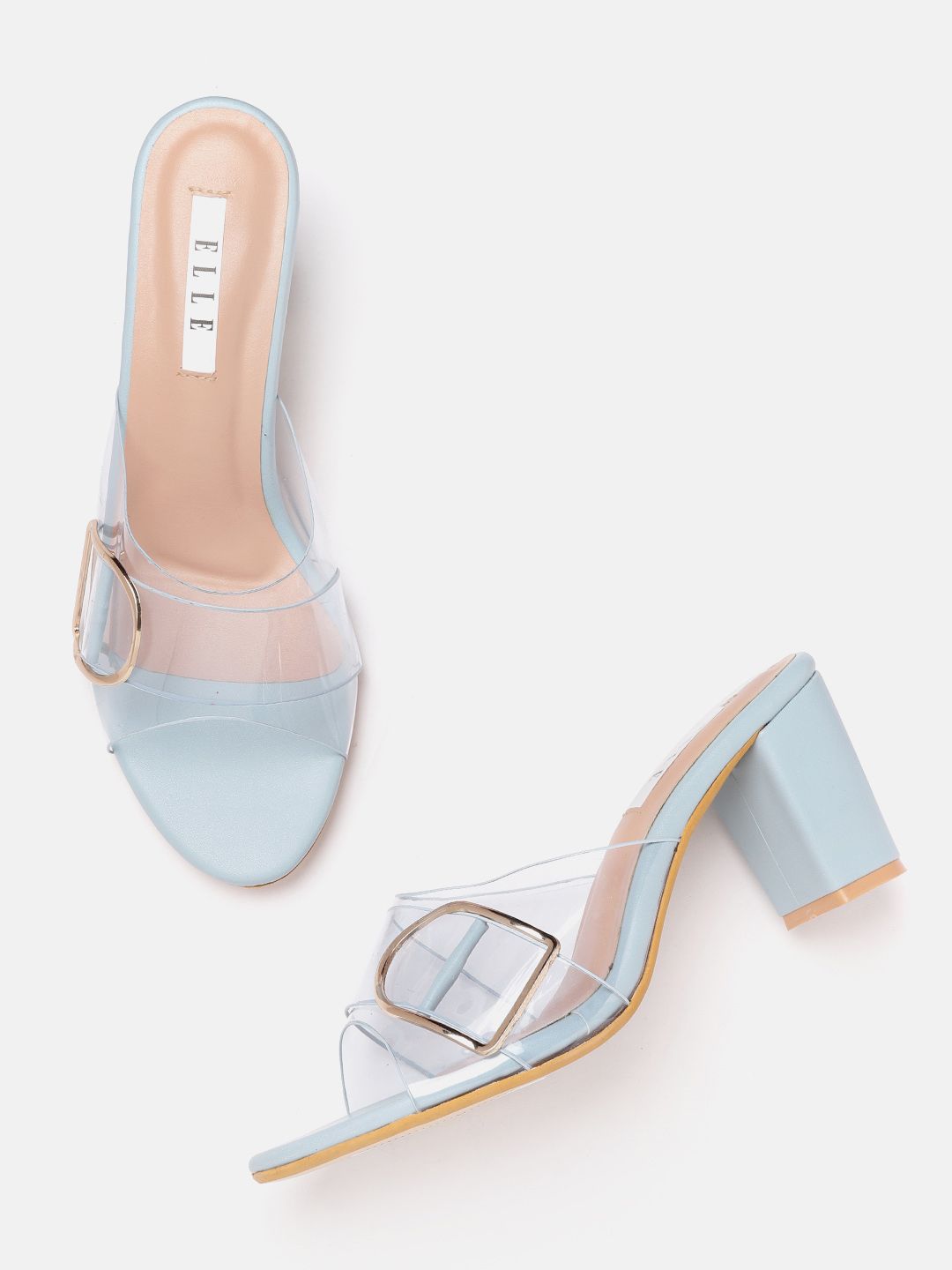 ELLE Transparent Block Heels with Buckle Detail Price in India