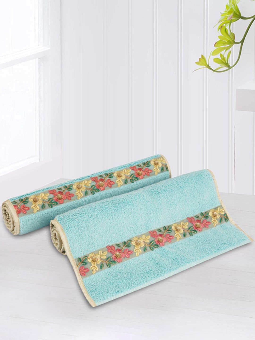 LUSH & BEYOND Set Of 2 500 GSM Pure Cotton Hand Towels Price in India