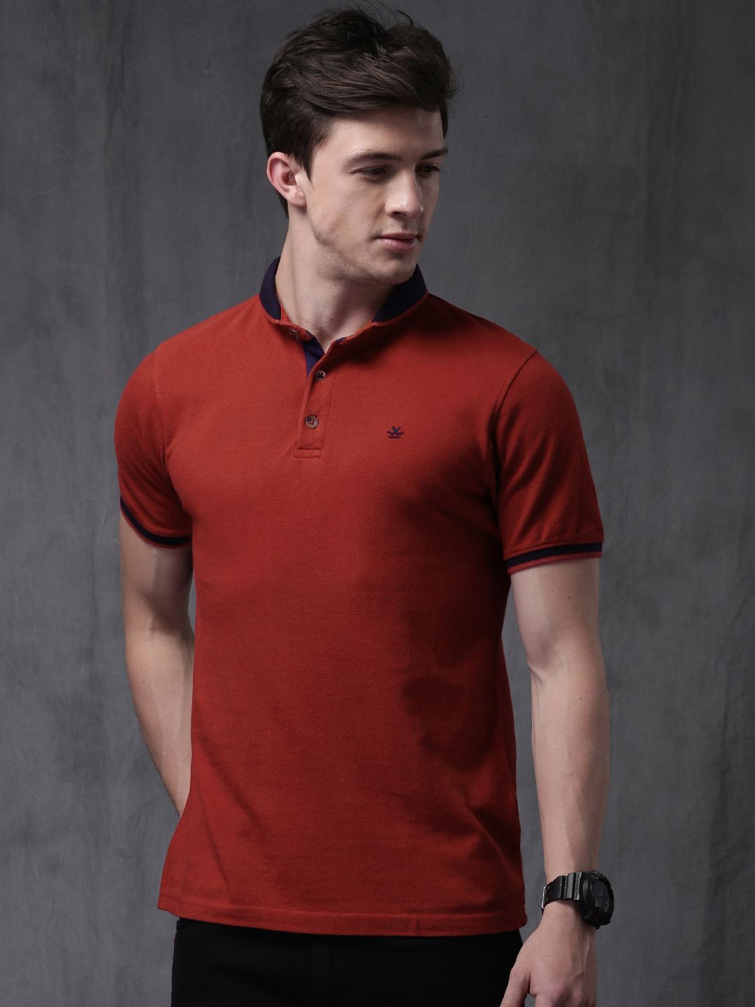 WROGN Men Red Solid Polo T-shirt