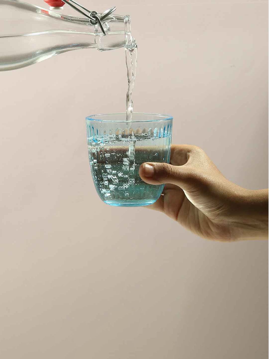 Wonderchef Set Of 6 Blue Bormioli Textured Water Glass 290 ml Price in India