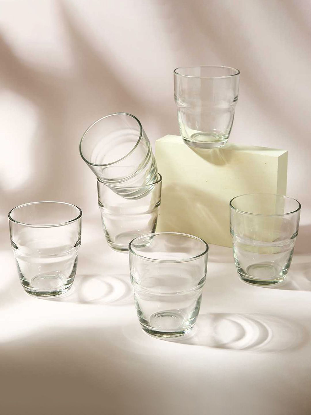 Wonderchef Set of 6 Transparent Bormioli Textured Water Glasses 305ml Price in India