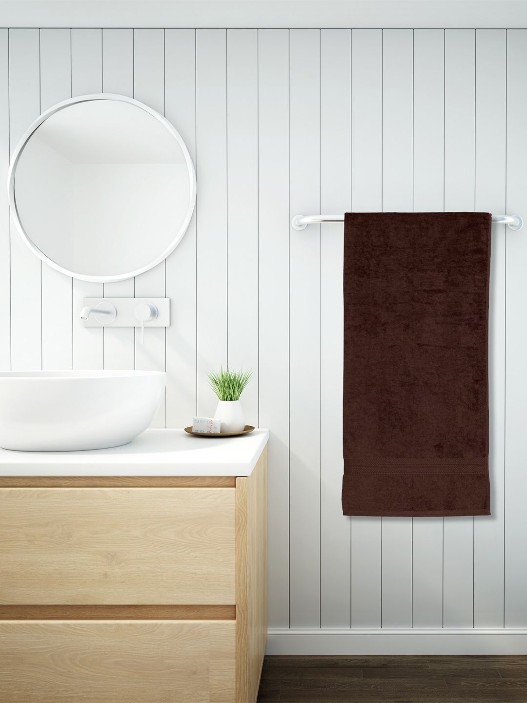 SPACES Brown Solid Pure Cotton 480 GSM Bath Towel Price in India