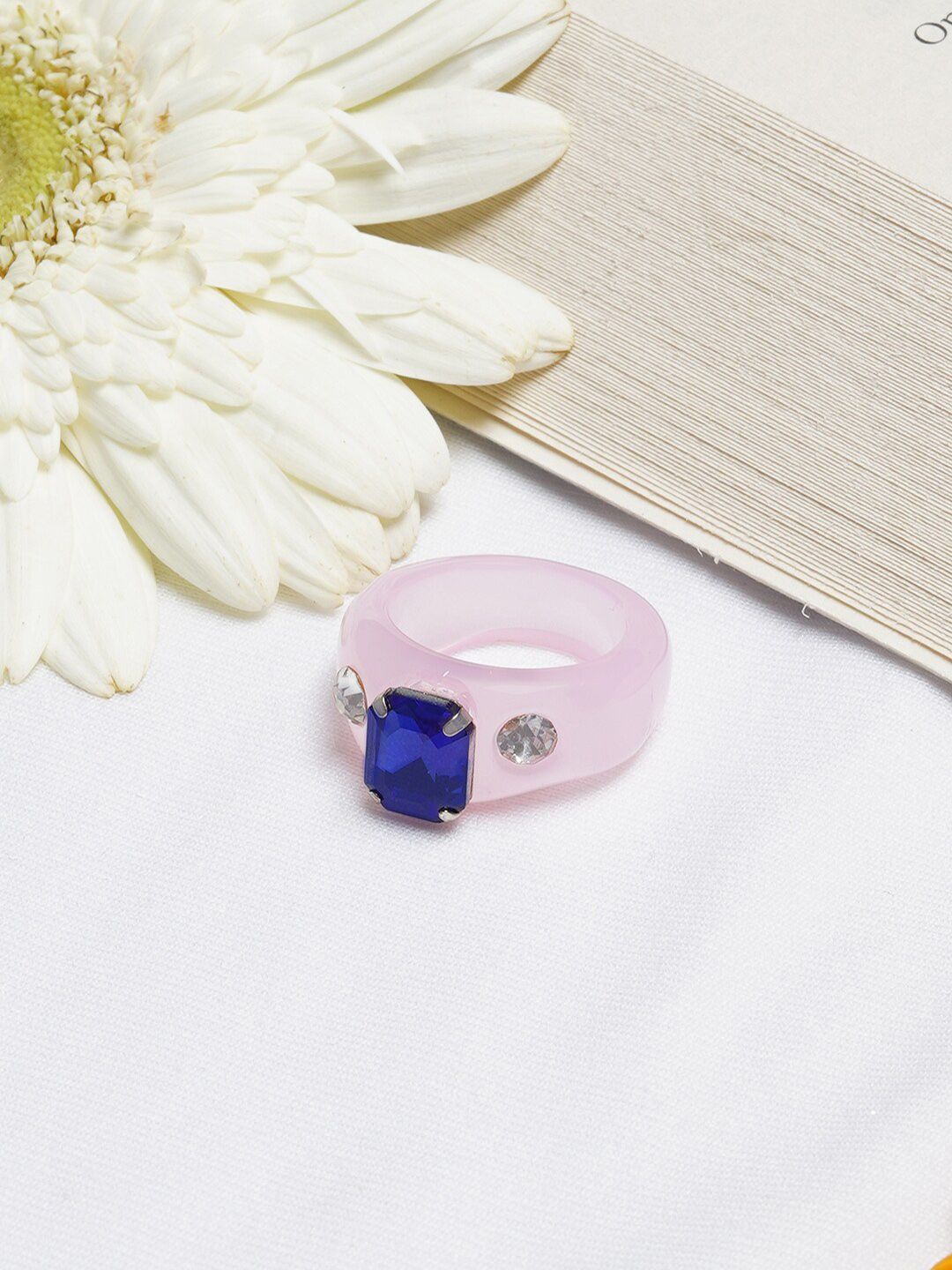BEWITCHED Pink Rhinestone Studded Finger Ring Price in India