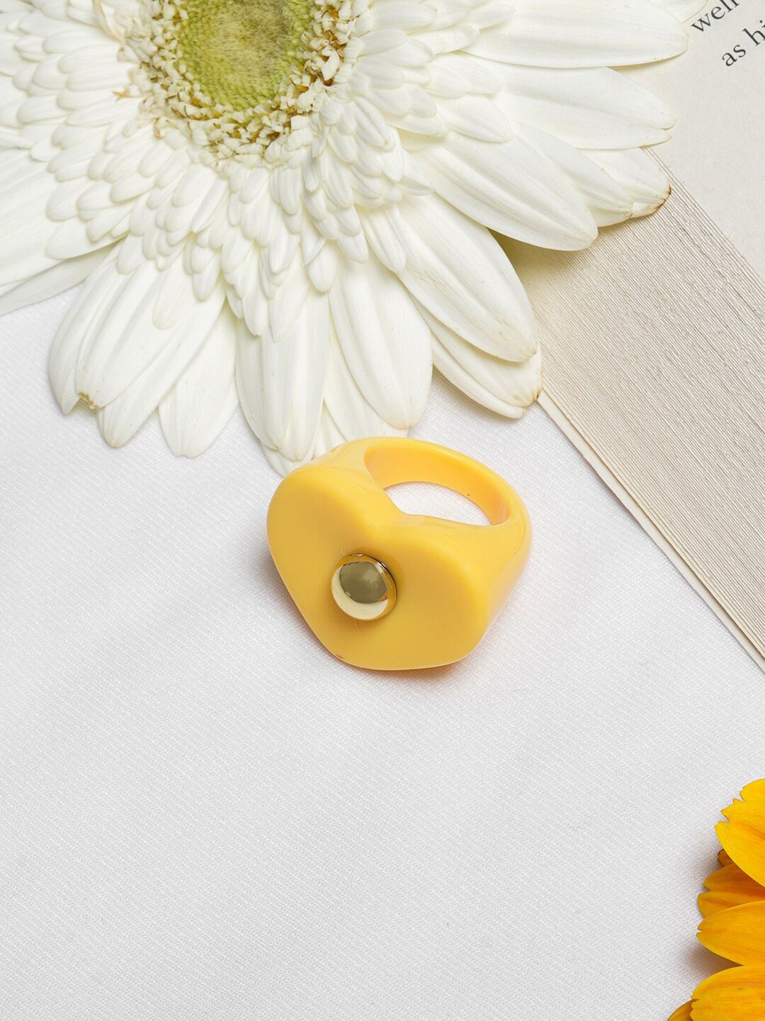 BEWITCHED Women Yellow Heart Signet Finger Ring Price in India