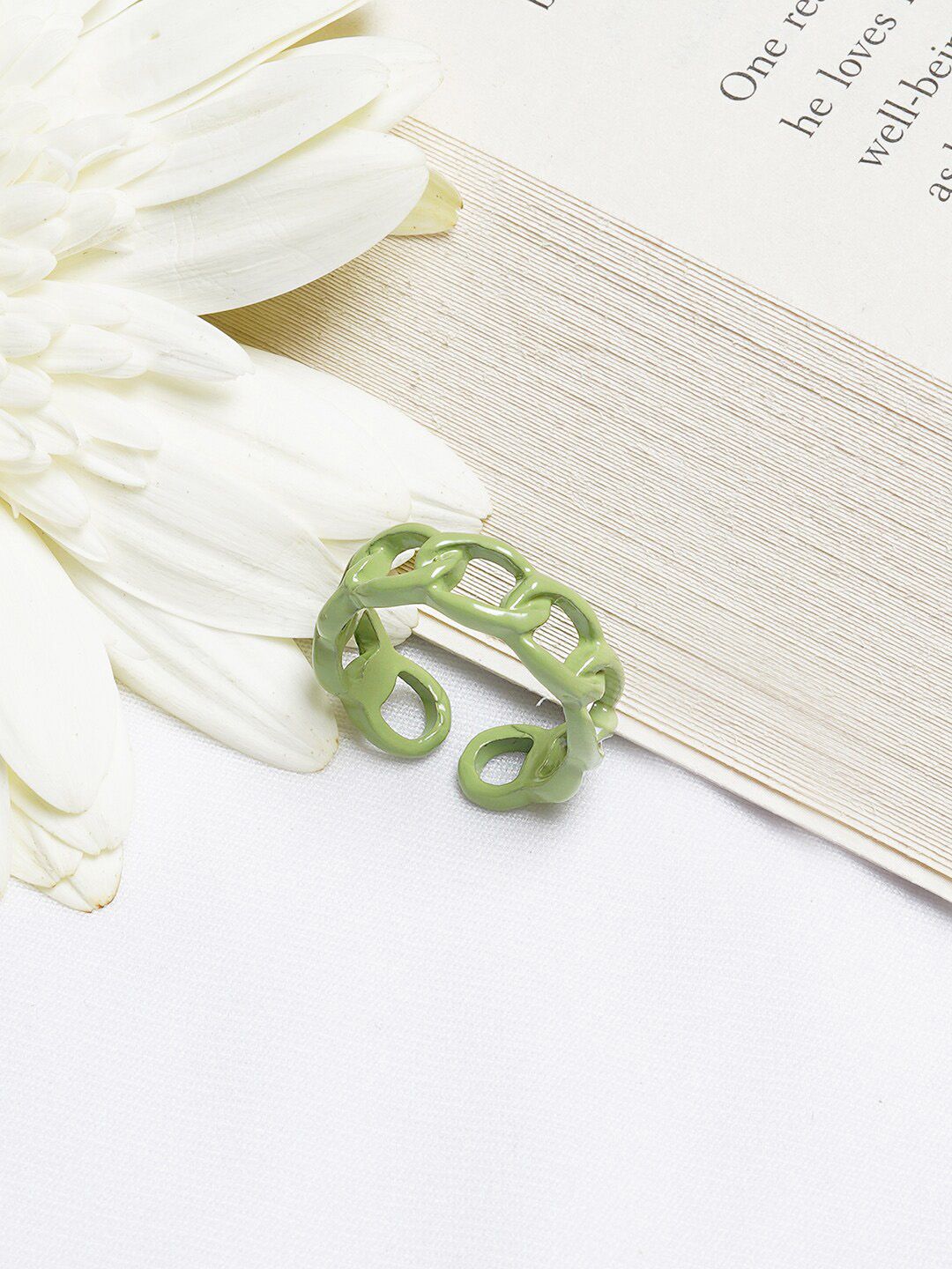 BEWITCHED Women Green Chain-Link Finger Ring Price in India